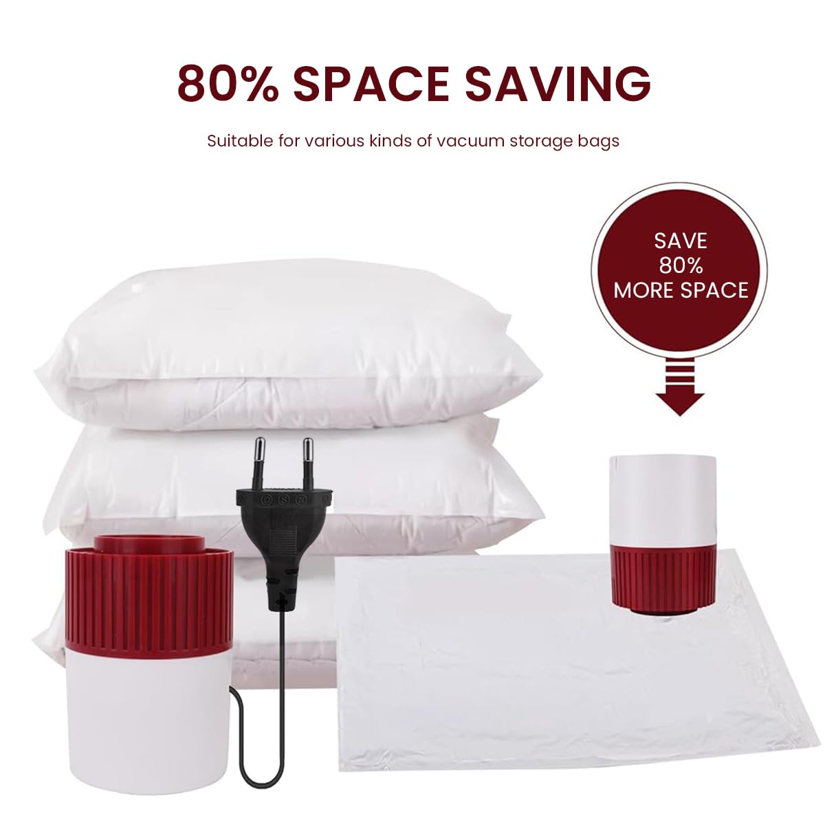 Serplex Electric Air Pump for Vacuum Storage Bags with 30W Motor and One Button Control