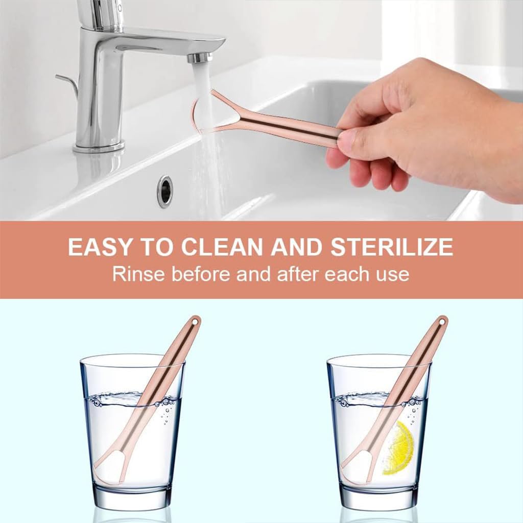 ZIBUYU Tongue Scraper 2 Pack for Deep Cleaning with Wide Mouth Design & 304 Stainless Steel | Fresher Breath and Oral Hygiene