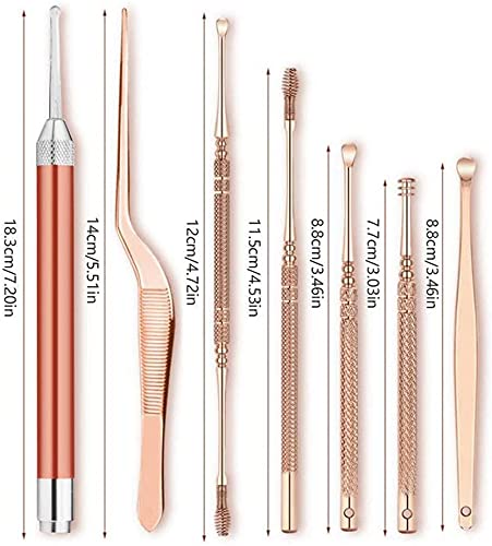 MAYCREATE Ear Wax Remover for Ear Cleaning with LED Light and 7pcs Stainless Steel Tools