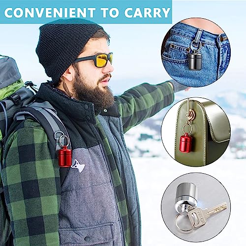 HANNEA® 6PCS Mini Aluminum Keychain Medication Pill Box Waterproof Metal Pill Holder Medicine Bottle for Outdoor Travel Camping Style A