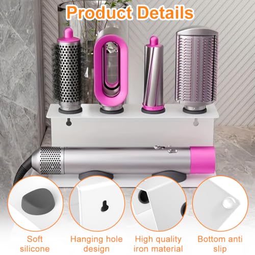MAYCREATE® Curling Iron Holder Attachments Compatible with Dys*n Airwrap Organizer Stand on Desktop, Hair Wrap Storage Rack Accessories Wall Mounted-White