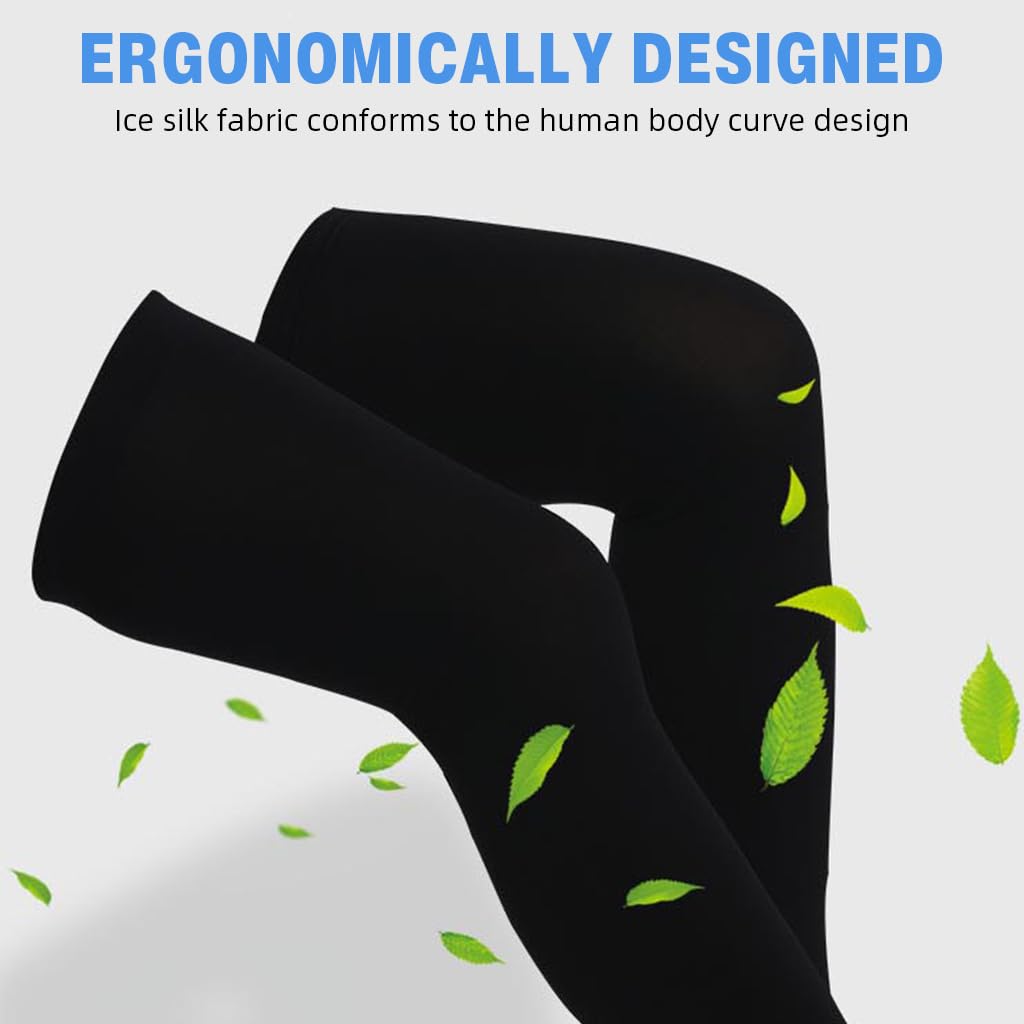 Proberos Leg Sleeves for Running and Cycling featuring UPF 50 Ice-Silk Compression | Unisex Black 3 pcs