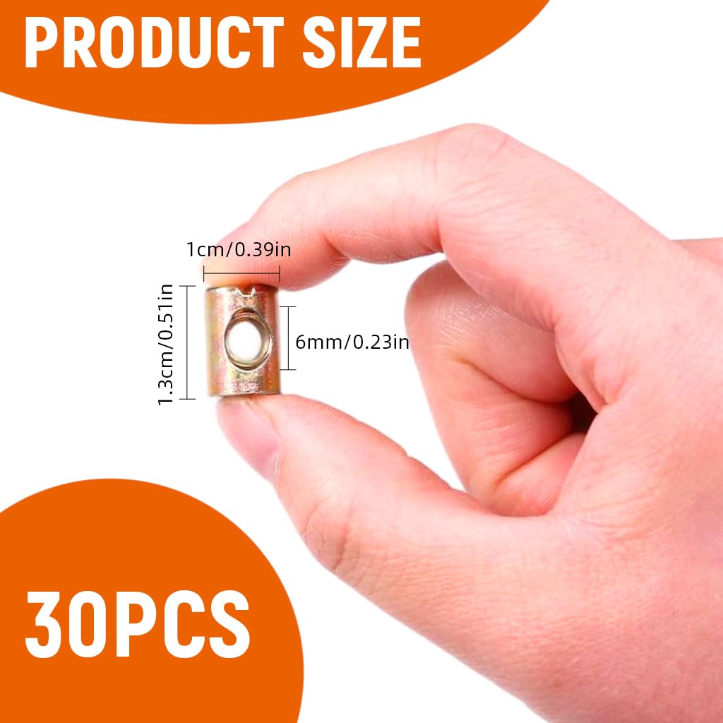 Serplex Hammer Head Nuts for Furniture Assembly with Cross-Hole Design | 30 Pcs Zinc Alloy Set
