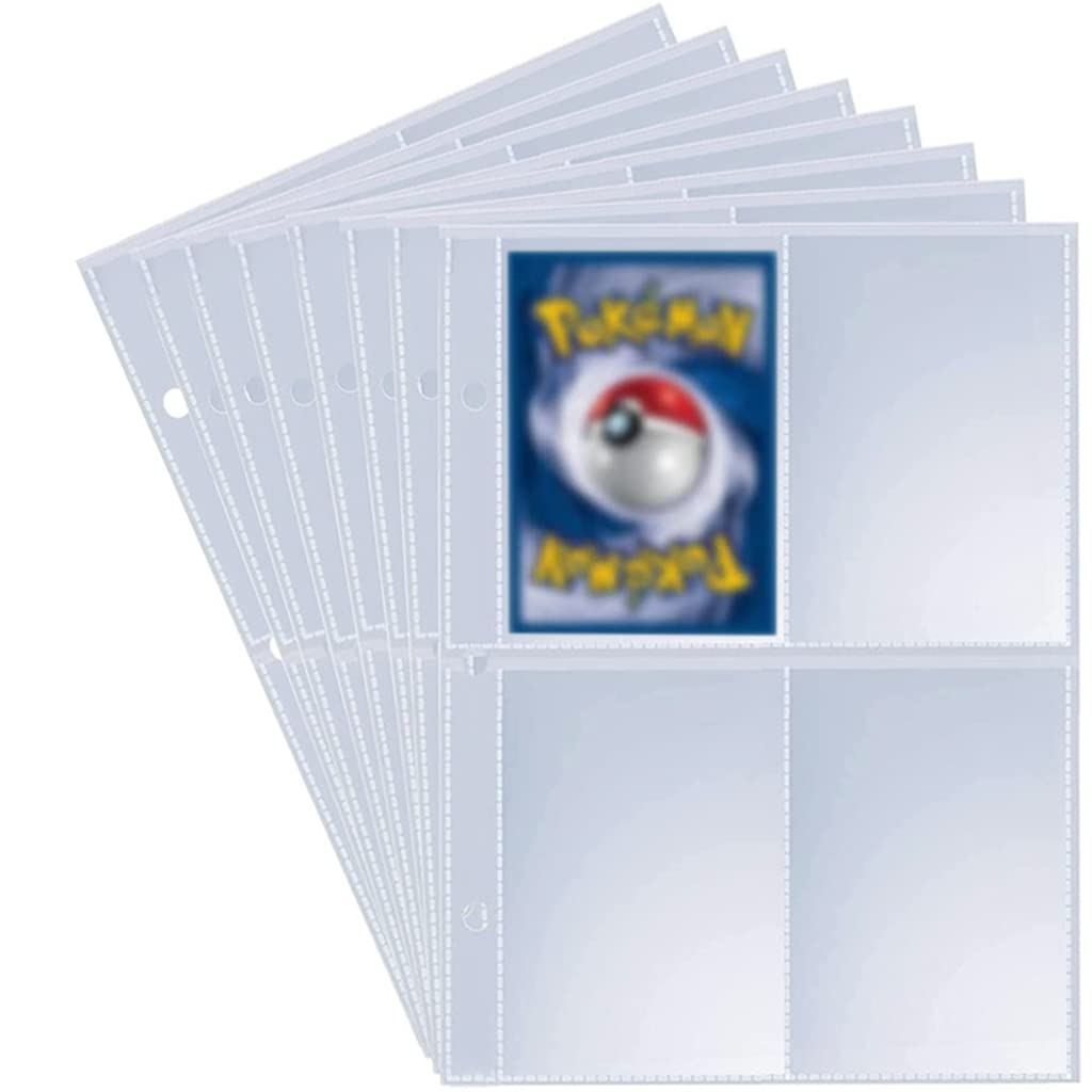 PATPAT® Poke-mon Cards Sleeves, 30Pcs Double Side 4-Slots Trading Cards Sleeve Pages for Trading Card Album, Fits 3 Ring Binder, Hold 240 Cards Compatible for Amii-bo, Poke-mon, Yu-gioh MTG Game Cards