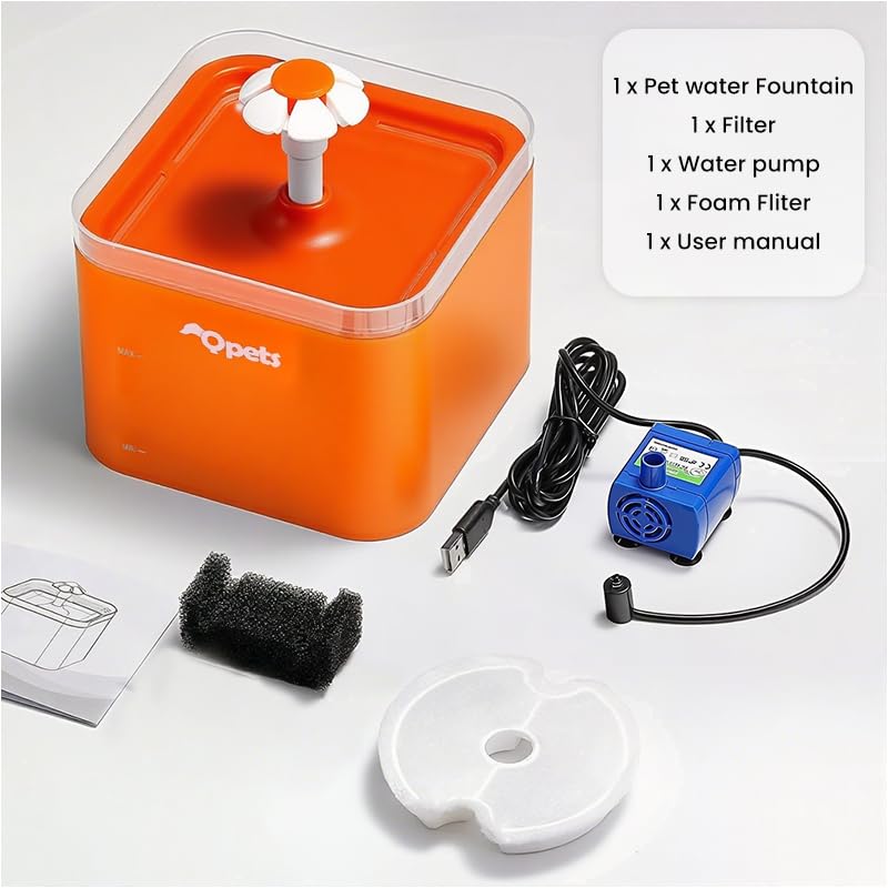 ZIBUYU Cat Water Fountain with 2L Capacity and 3 Spray Modes featuring LED Light | Quiet Electric Pet Drinking Dispenser