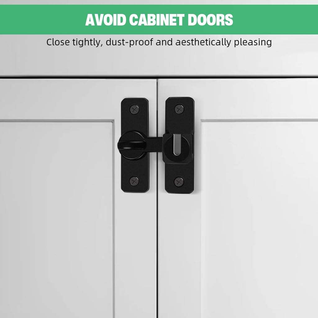 HASTHIP Door Latch for Gates Doors and Cabinets featuring 90°/180° Lock Mechanism | Zinc Alloy Black