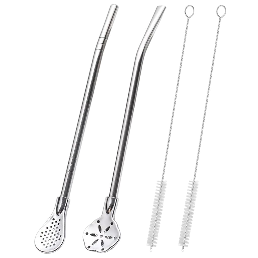 Supvox Reusable Straws for Smoothies and Milkshakes 7 in 2 Pack with Detachable Scoop Heads