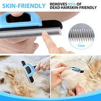 Qpets® Dog Dematting Comb Set, Dematting Comb+Stainless Steel Grooming Comb, Combo Grooming Brush Stainless Steel Hair Removal Double-Side Rake Shedding and Dematting Tool for Grooming