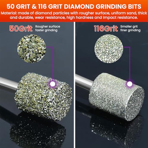 Serplex® 20PCS Diamond Drill Bit Set Stone Carving Rotary Tool Polishing Bits with 1/8 inch Shank 6 Designs Flat-faced Head Spear Tip Ball Tips Tapered Round Oval