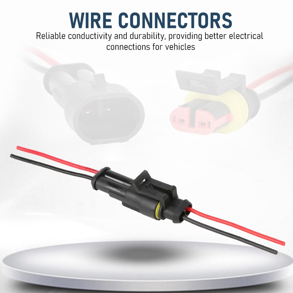 STHIRA Car Electrical Connector for Automotive Wiring with 2 Pin Waterproof Plug | 16 Pack