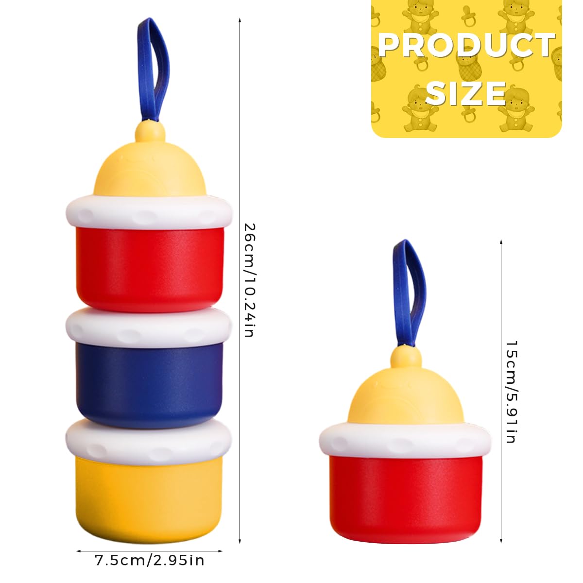 SNOWIE SOFT Baby Formula Containers Set for Travel with Pour Nozzle & Seal Cap | 3pcs 50g Food Grade PP Stackable Dispensers