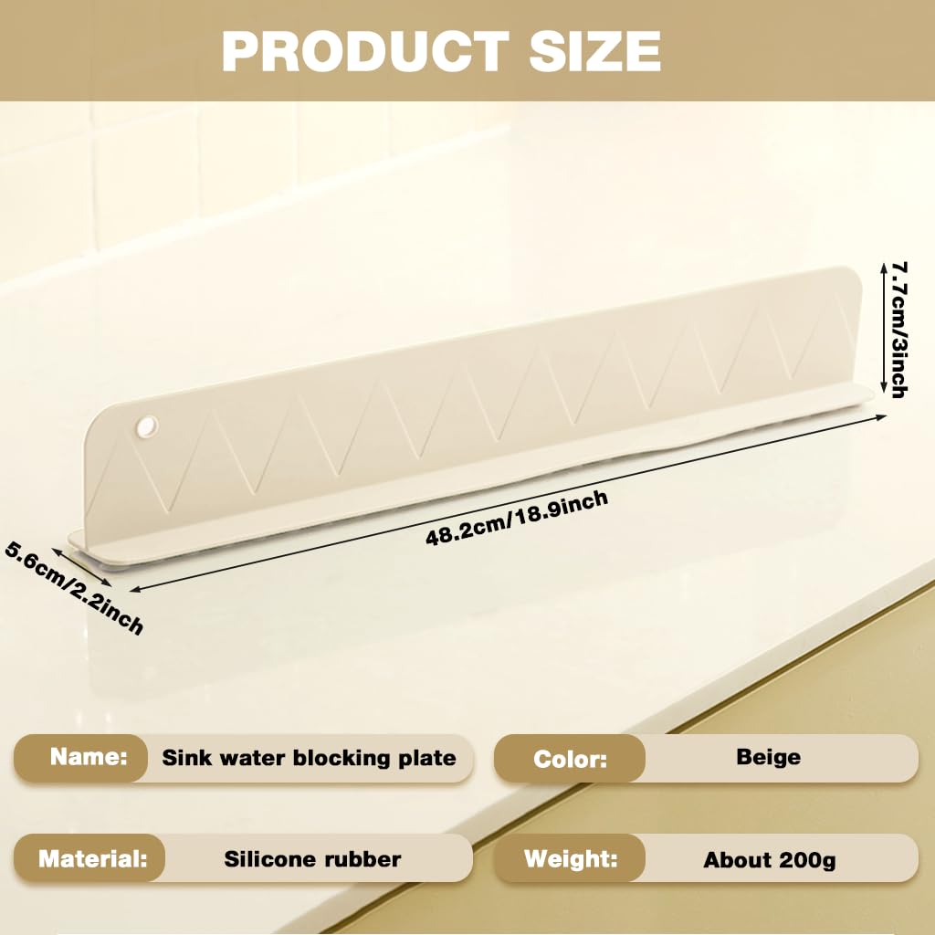 HASTHIP Sink Splash Guard for Kitchen and Bathroom featuring 19.6 in L Shape Silicone with Suction Cups