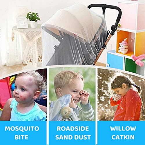SNOWIE SOFT® Mosquito Net for Baby Carriage Stroller Pram Carriers Car Seats Cradles Plus Size for Kids 0 to 3 Year White 2 PCS