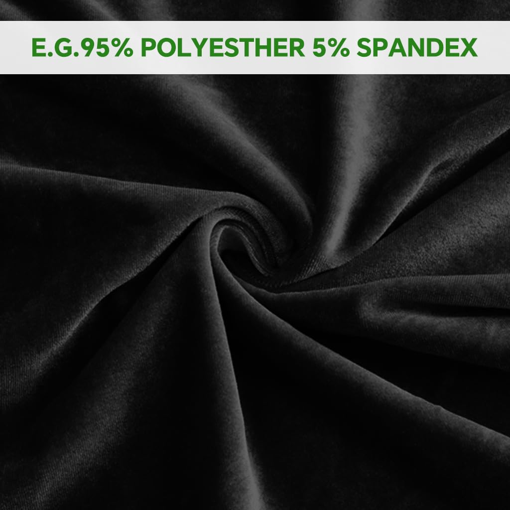 HASTHIP Office Chair Cover 2 Piece Set with Elastic Edge Velvet Fabric in Black | Washable Slipcovers for Seat and Backrest