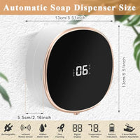 HANNEA® Soap Dispenser for Bathroom, Automatic Foaming Handwash Dispenser, 280ml Wall Mounted Smart Rechargeable Shampoo Hand Wash Dispenser with 3 Adjustable Bubble Levels With Bracket(White)