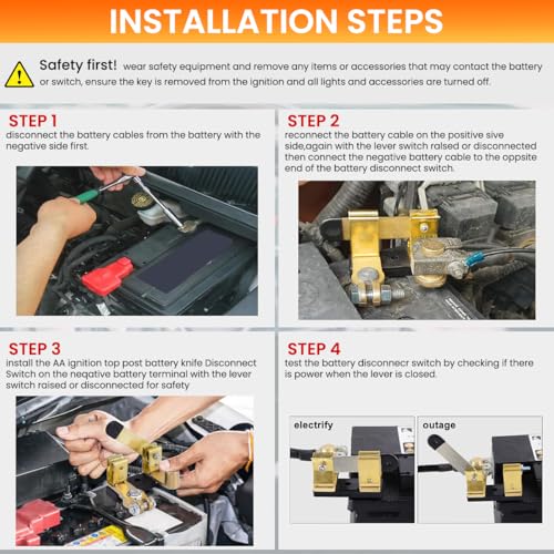 STHIRA® Car Battery Cut Off Switch Heavy-Duty Disconnect Universal Terminal Kill for Cars Trucks Easy Install Reliable Anti-Theft Safety Device 3PCS