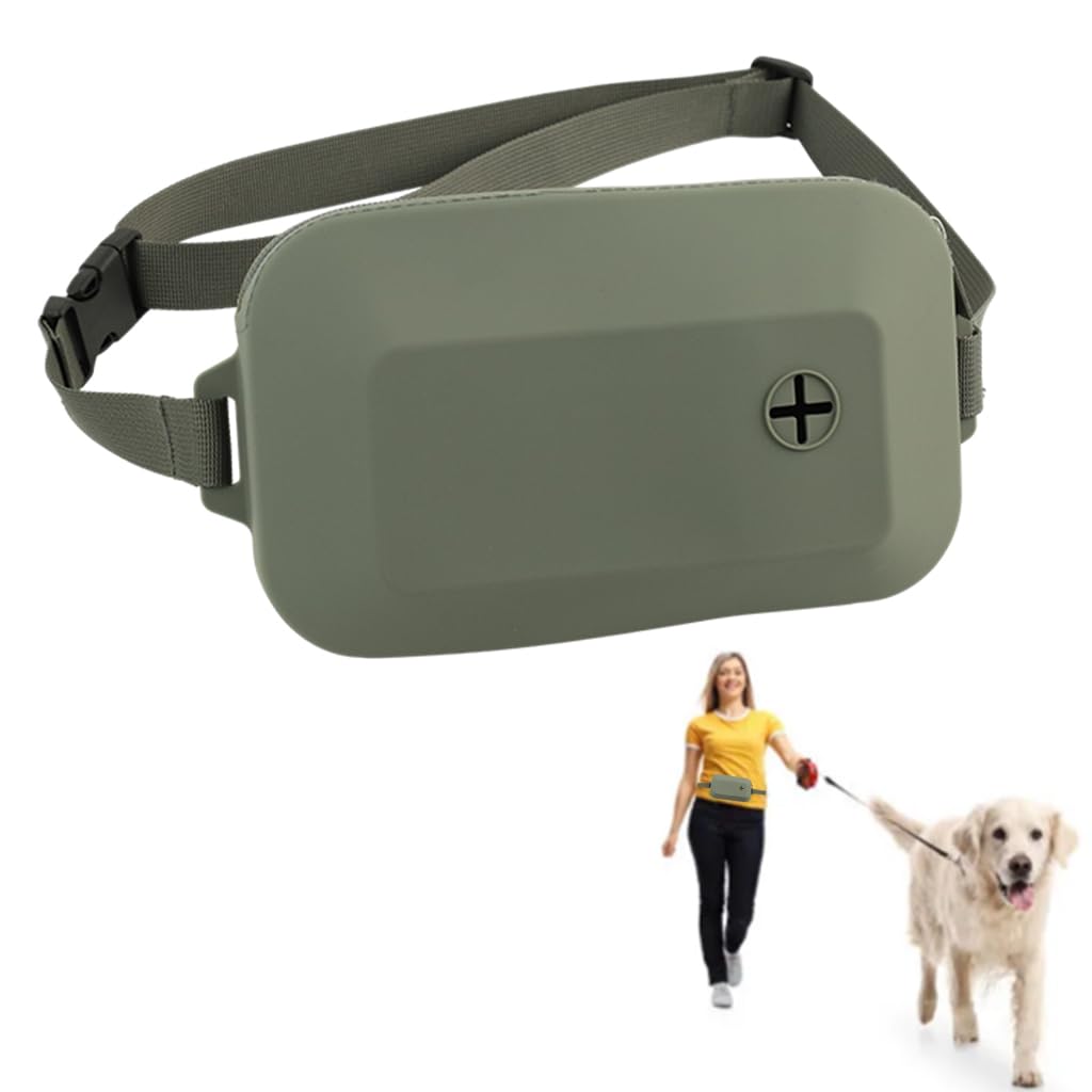 Qpets® Silicone Dog Treats Pouch, Dog Food Waist Bag Outdoor Food-grade Waterproof Waist Bag for Pet Food, Outdoor Walking Training Dog Treats Pouch with Waste Bags & Adjustable Belt