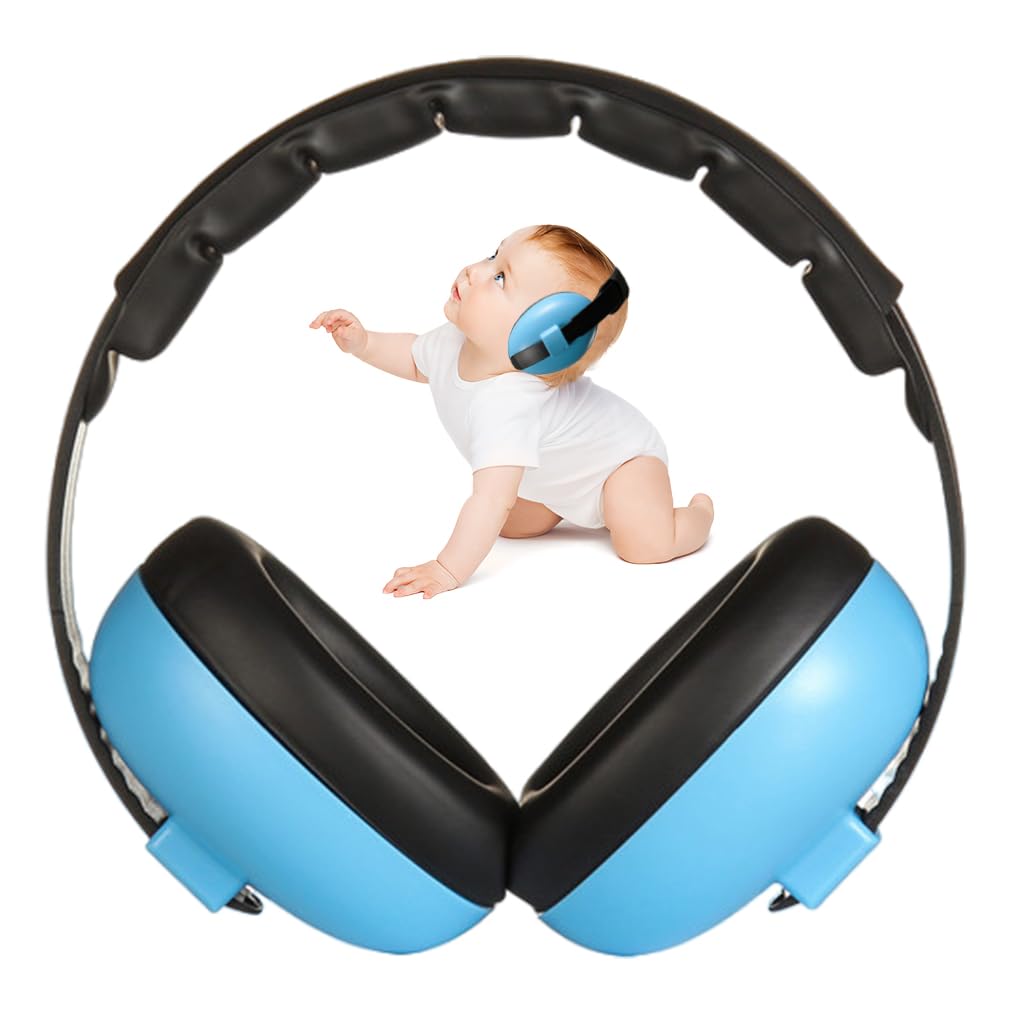 SNOWIE SOFT® Noise Cancellation Ear Muffs for Baby Use Noise-Cancelling Ear Muffs for Baby Toddler Ear Muffs for Noise Reduction Baby Ear Muffs for 0-3 Years Old On Flight Sleep Travel (Blue)