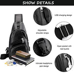 HASTHIP® Black Waterproof Cross Body Bag with Cable Vent and Adjustable Strap in PU Leather for Community, Outdoor Travel and Other Cycling Activities for Men & Women