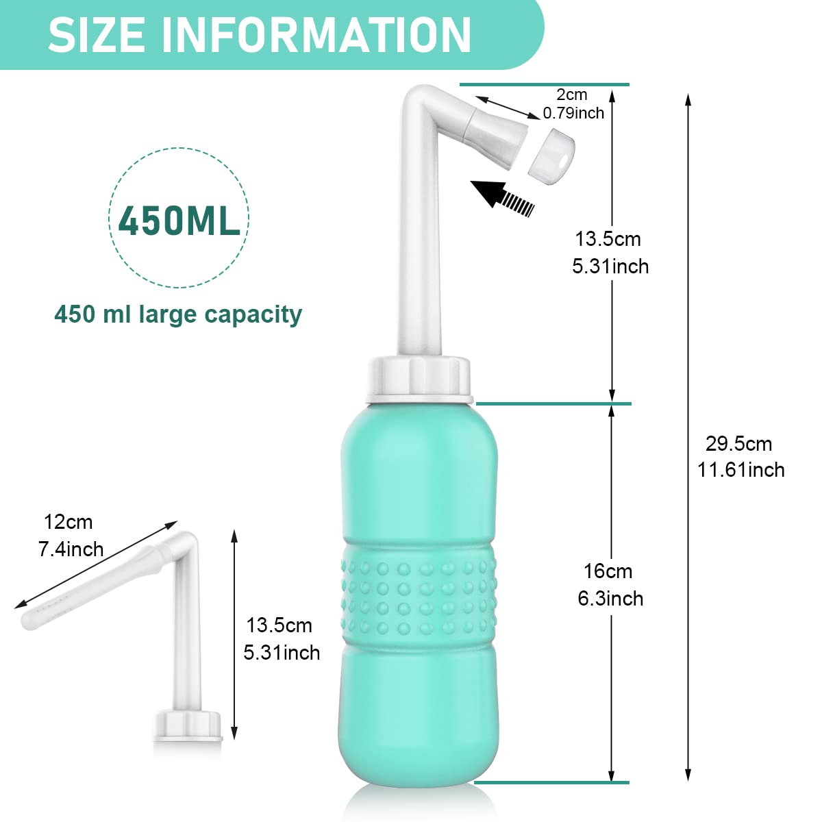 HANNEA Portable Bidet for Toilet and Travel with 450ml Bottle and Dual Nozzles | Ergonomic Design