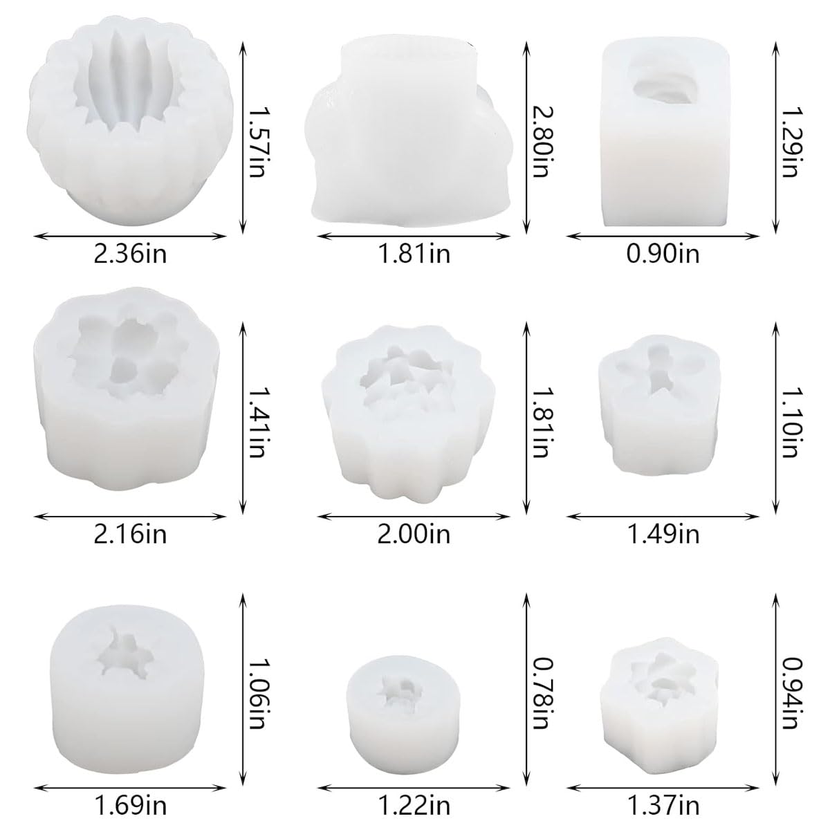 HASTHIP Succulent Silicone Molds for DIY Resin Crafts featuring 9 Styles & Non Stick Design | Food Grade Reusable White Set
