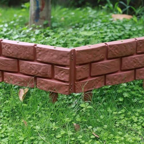 HASTHIP® 8PCS Garden Fence Border Decor Fencing Rustic Brick Edging Picket Connectable Decorative for Lawn Pathway Backyard Brown