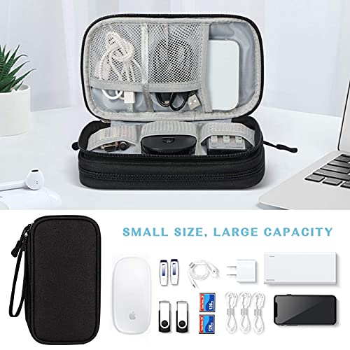 HASTHIP® 3 Layers Electronics Travel Small Organizer Bag,Waterproof Accessories Pouch Bag for Charger/Power Bank/Cables/Mouse/Earphone/Students -19x11x5.5cm(Black)