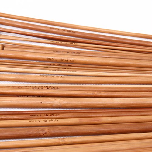 ELEPHANTBOAT 18pcs Wood Knitting Needle Set--Small to Large 2-10mm, Sturdy Round Blunt Yarn Knitting Needles Tool Kit