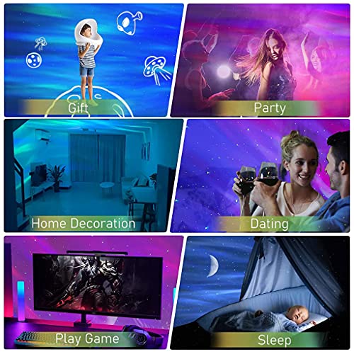 ELEPHANTBOAT 3 In 1 Bluetooth Aurora Light Projector, Music Player, White Noise Machine, Aurora Projector with Mulit Color Modes, 6 White Noises, Christmas Gift, Birthday Gift
