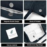 PALAY® Tote Bag Corduroy Solid Color Hand Bag for Women Shoulder Bag for Shopping, Commuting, Shopping Bag, Large Grocery Bag, Dark Blue