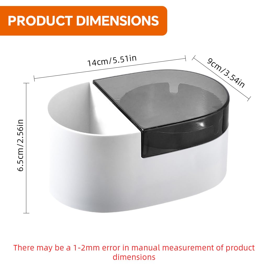 HASTHIP Wall Ashtray for Bathroom Balcony and RV featuring No Drill Adhesive Mount | Detachable Stainless Steel Tray with Lid