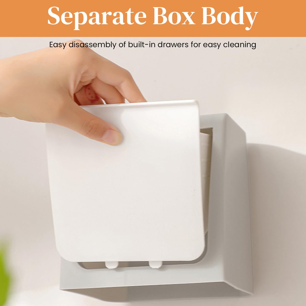 HASTHIP Sanitary Pads Storage Box for Toilet with Pull-Out Design 11.5x11.5x19.5cm Pink