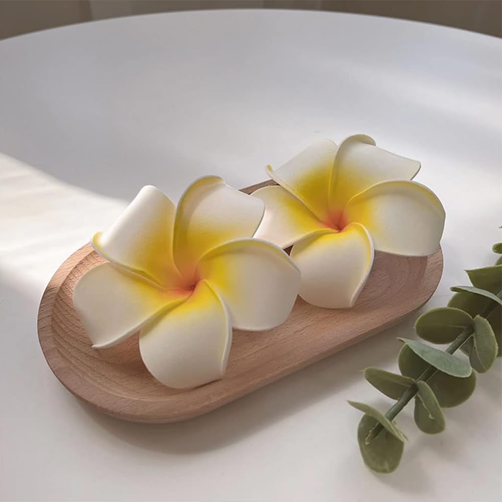 ZIBUYU Artificial Flowers for Home Decor and DIY Crafts with 20pcs 6cm Foam Frangipani | White Floating Style