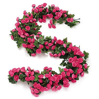 HASTHIP® Plastic Artificial Rose Flowers Vine Garland, 1.8M Fake Artificial Flower Hanging Rose Ivy Flowers Garland Ornament For Door, Room, Garden, Wedding Decroation, Rose Red