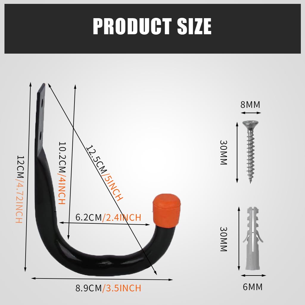 Serplex Garage Hooks for Wall Storage with Screw Mount Design and 40 LB Load Capacity