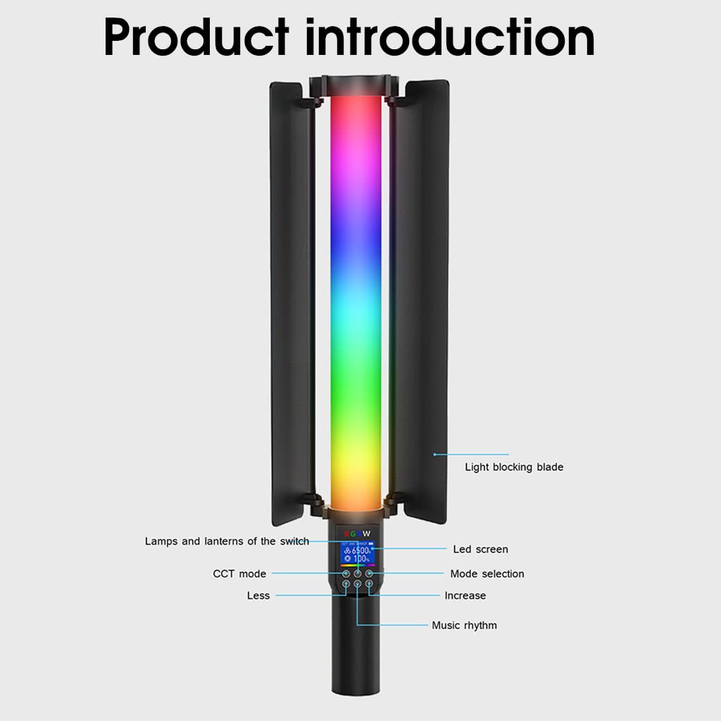 ZORBES® Rgb Led Light Stick For Photography, Photography Light With Rgb Cct Hsi Mode, 3000K-6500K Adjustable, 18 Fx Light Effect, Barndoor, 4600Mah Battery For Youtube, Photoshoot Livestream