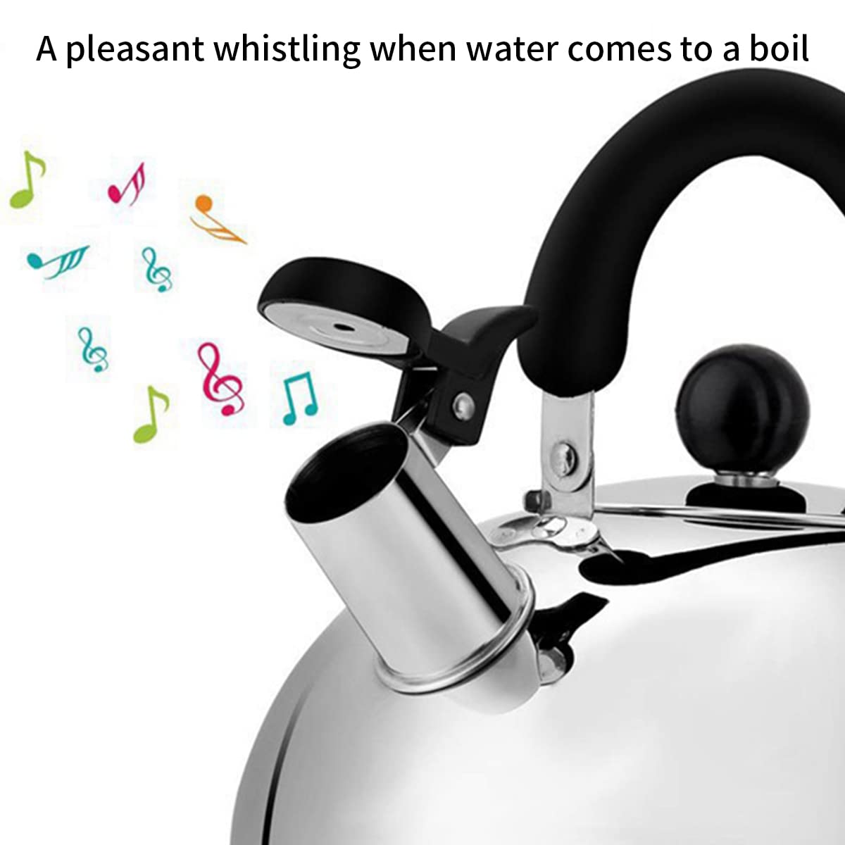 Proberos® 2L Whistling Kettle for Indoor Outdoor Camping Hiking Picnic, Food Grade Stainless Steel Tea Kettle, Fast to Boil, Heat-Resistant Ergonomic Handle