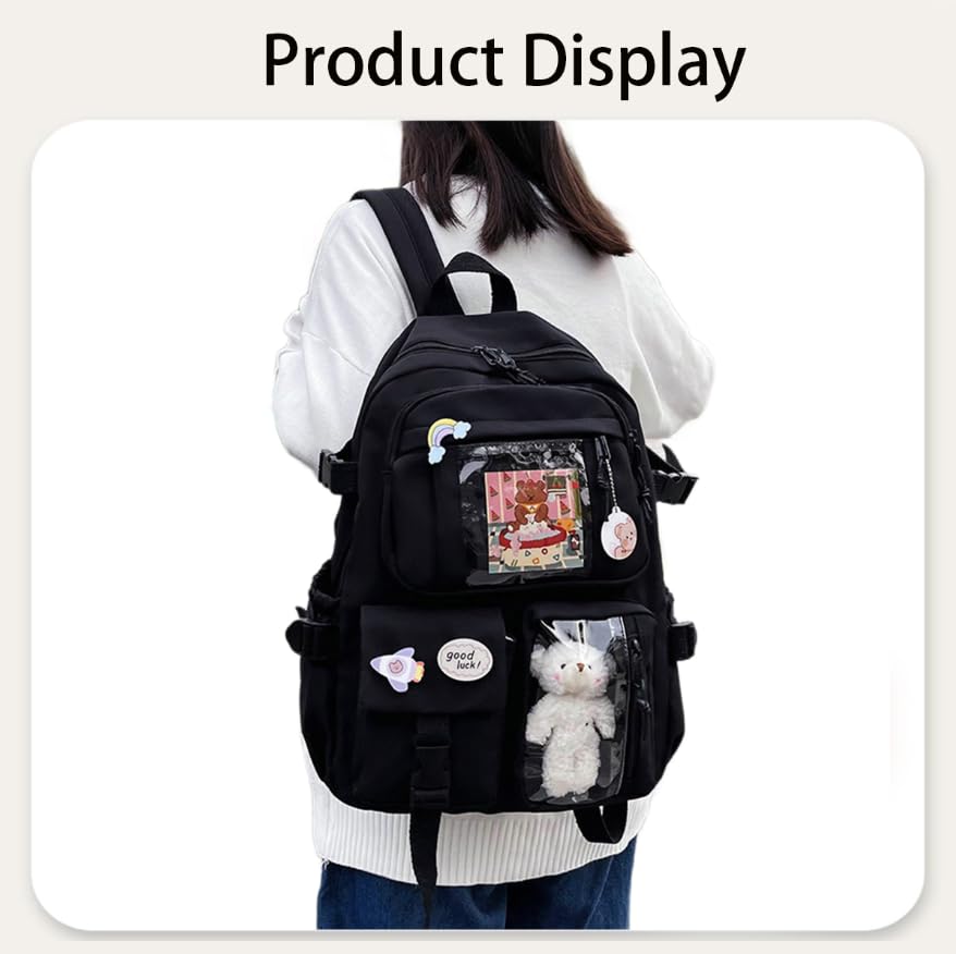Zibuyu Backpack for School and Travel with Multi Pocket Laptop Sleeve | Waterproof Black Bag