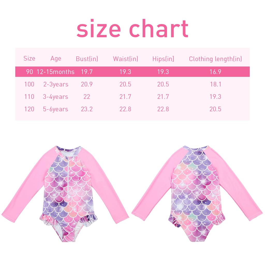 SNOWIE SOFT® Mermaid Tail Swimming Costume For Kids Girls, UPF 50+ Swim Suit For Kids Girls Cute Swimsuit For Girls Princess Swimwear Costume Bathing Bikini Suit For Girls 80-90 Cm 12-15 Months Old