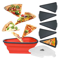 HASTHIP® Reusable Silicone Pizza Tray with 5 Pizza Slice Trays, Pizza Pan Pizza Storage Container, Collapsible Silicone Pizza Container, BPA Free, Microwave Safe Dishwasher Safe, Orange