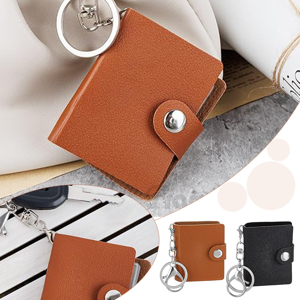 HASTHIP 2 Pack 2 inch Leather Mini Photo Album Keychain, Valentine Photo Storage with Keychain Pocket Photo Album Keychain - Gift Idea for Father's Day, Birthdays, Anniversaries
