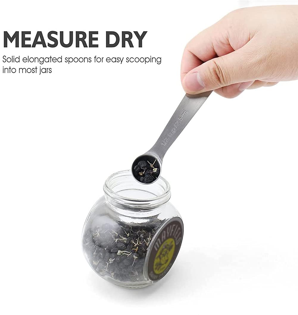 Supvox Eastern Eagle Stainless Steel Measuring Spoons Set of 6 Piece:1/8 tsp,1/4 tsp,1/2 tsp,1tsp,1/2 tbsp & 1 tbsp Dry and Liquid Ingredients, Kitchen Measuring Tools Set,for Dry or Liquid,Fits in Spice Jar