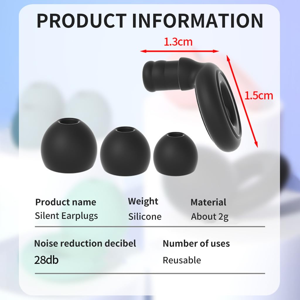 ZIBUYU Noise Cancelling Ear Plugs for Sleeping with Storage Case Black Set Includes 2PCS