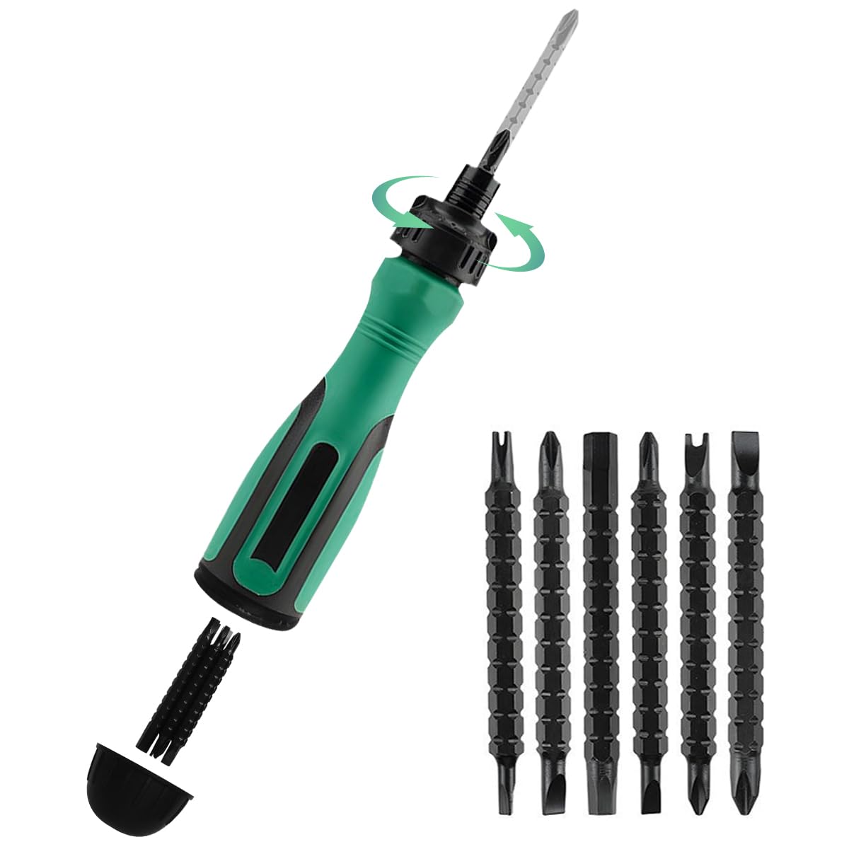 Serplex® 13 in 1 Screwdriver Tool Set with 6 Dual Head Retractable Screwdriver Bits Magnetic Bit Design Cordless Multi-Purpose Screwdriver Portable Screw Driver Set Kit Screw Driver Tool