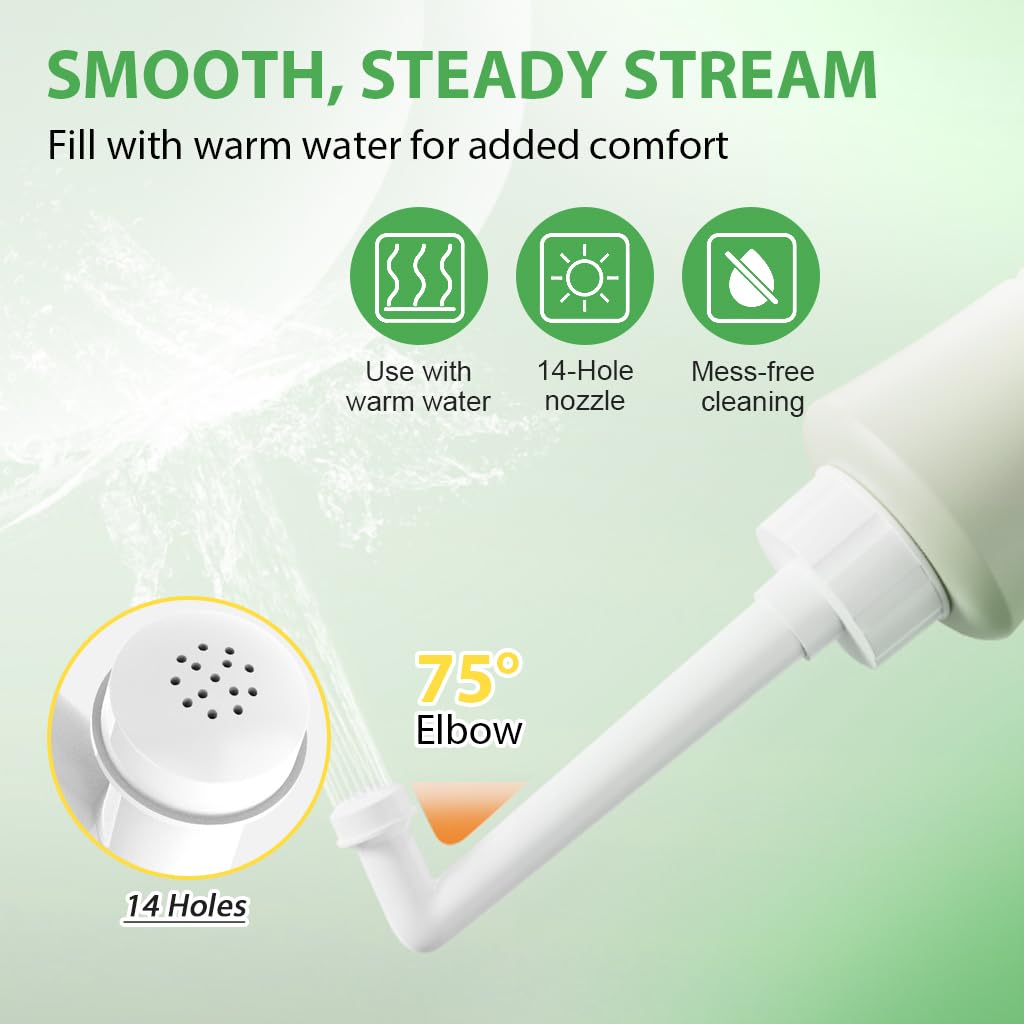 HANNEA Bidet Sprayer for Personal Hygiene with 500ml Bottle and 2 Interchangeable Nozzles | Travel Cleansing Care