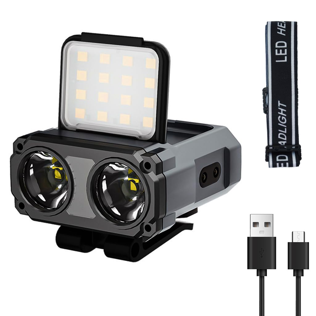 ELEPHANTBOAT USB Rechargeable Headlamp for Hiking and Camping with Motion Sensor | 1500mAh Battery and Dual Light Source