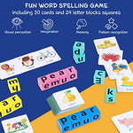 PATPAT® Spelling Games for Kids,Wooden Letters Learning Game with Flash Cards Learning Word Brain Toys, Sight Words Montessori Alphabet Learning Toy for Preschool Boys Girls Kids 3-8 Years Old
