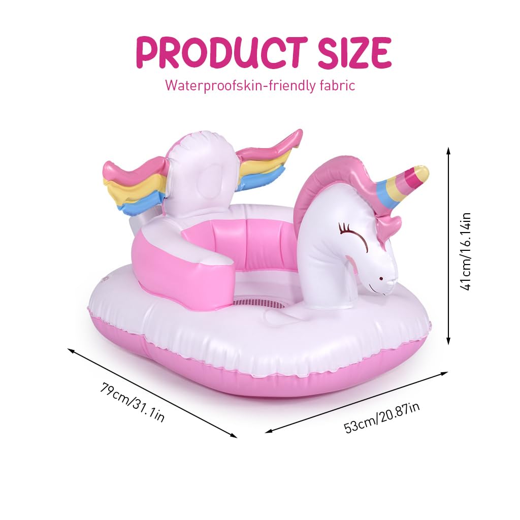 SNOWIE SOFT® Inflatable Baby Seat Unicorn Inflatable Baby Sofa Chair, Bed Inflatable Baby Chair for 0 to 2 years Safe Sitting Up Chair for Kids Prevent Lean