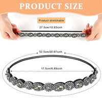 PALAY® 2pcs Beaded Headband for Women, Crystal Rhinestone Elastic Hair Bands Fashion Handmade Headband for Girls Ladies Gift