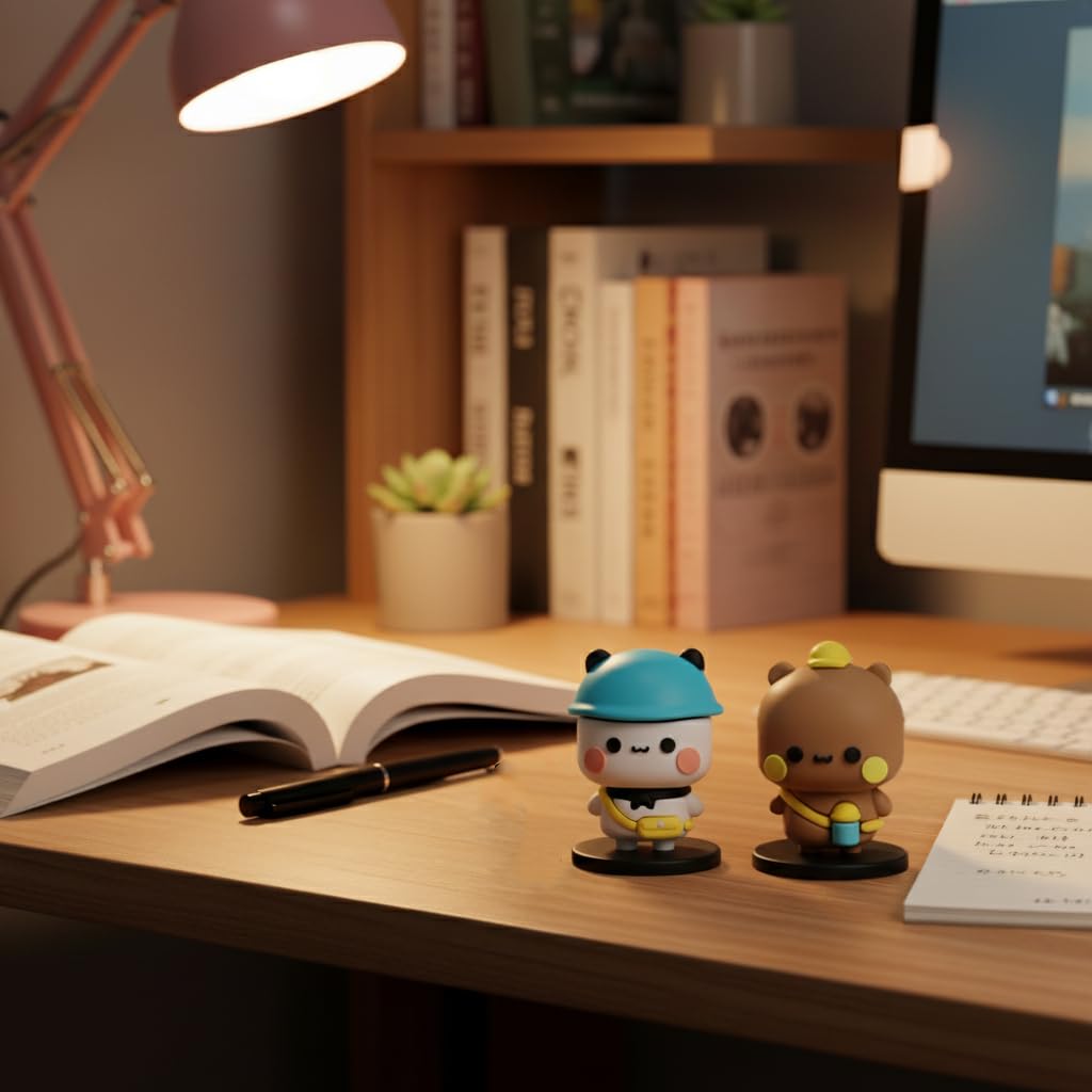 STHIRA Cute Cartoon Car Ornaments for Dashboard and Desk Decor | 2Pcs Bear Figurines